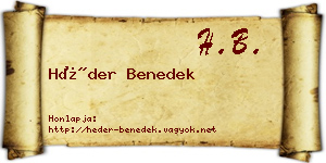 Héder Benedek névjegykártya